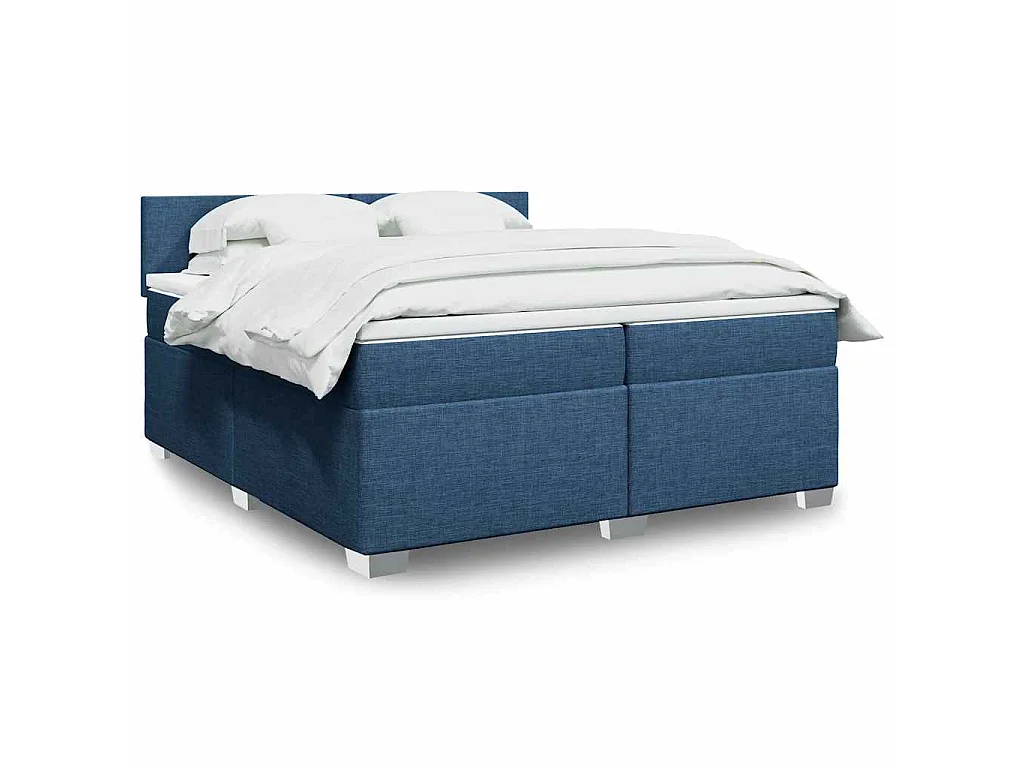 Boxspringbett mit Matratze Blau 200x200 cm Stoff