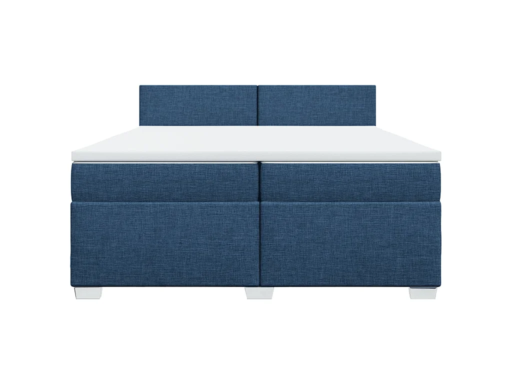 Sommier à lattes de lit avec matelas Bleu 200x200 cm Tissu