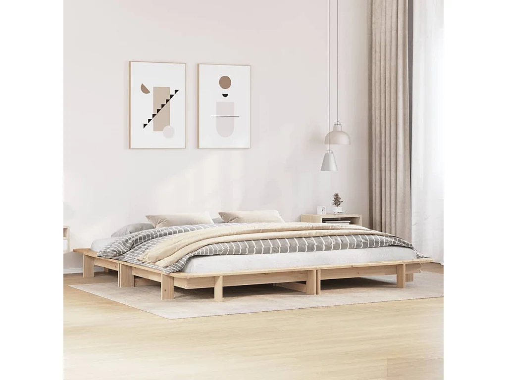 Letto senza Materasso 180x200 cm in Legno Massello di Pino