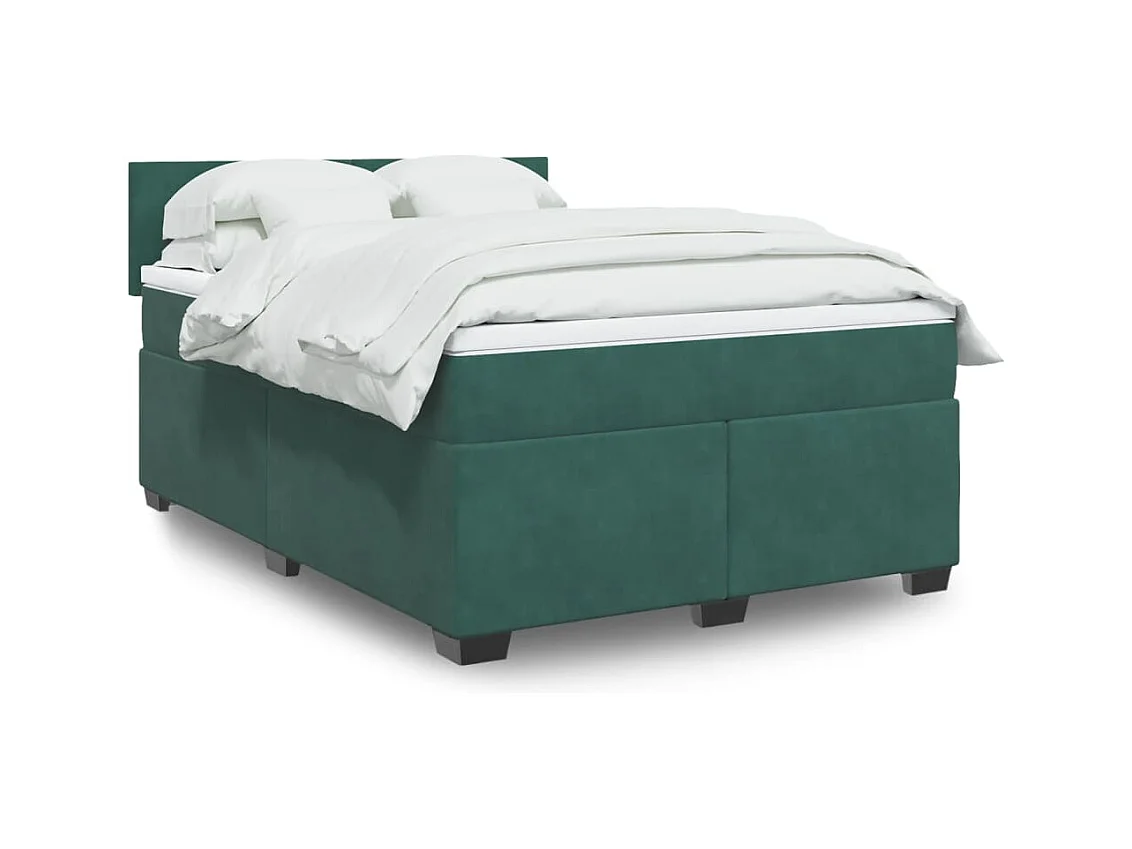 Giroletto a Molle con Materasso Verde Scuro 140x200 cm Velluto