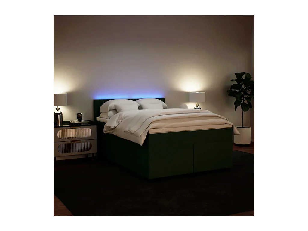 Sommier à lattes de lit et matelas Vert foncé 140x200cm Velours