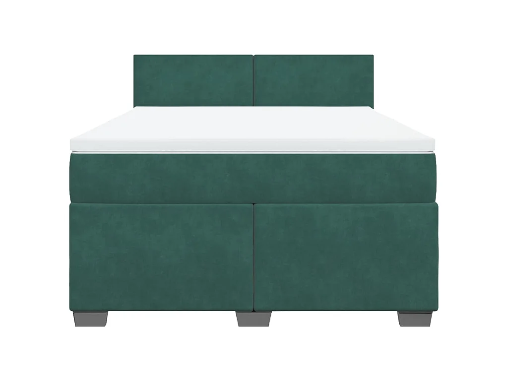 Cama box spring con colchón terciopelo verde oscuro 140x200 cm