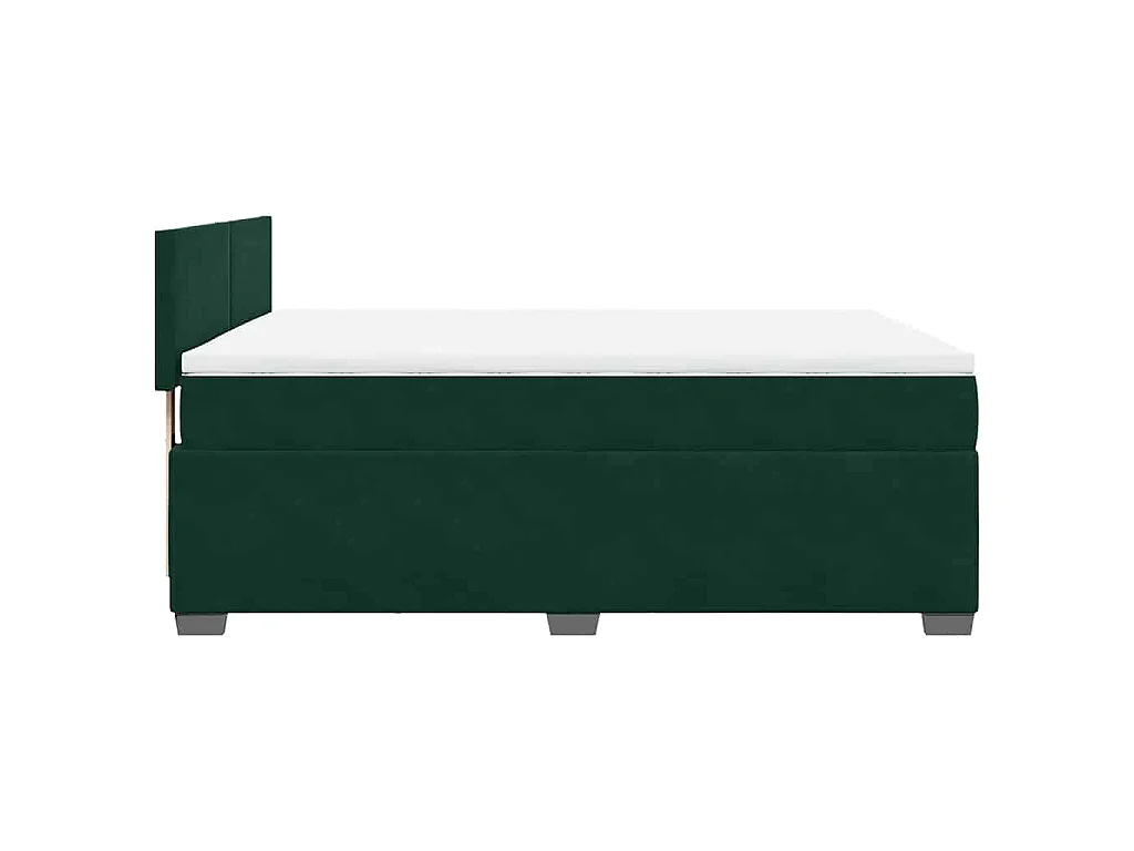 Cama box spring con colchón terciopelo verde oscuro 140x200 cm