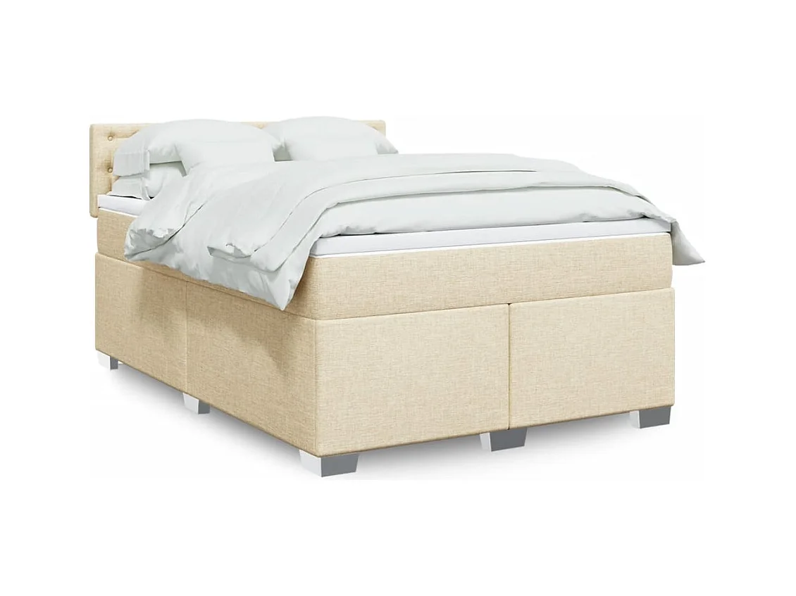 Sommier à lattes de lit avec matelas Crème 140x190 cm Tissu