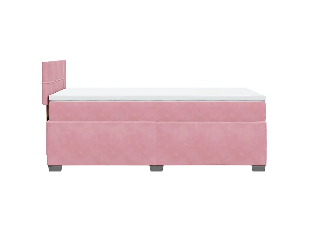 Cama box spring con colchón terciopelo rosa 100x200 cm