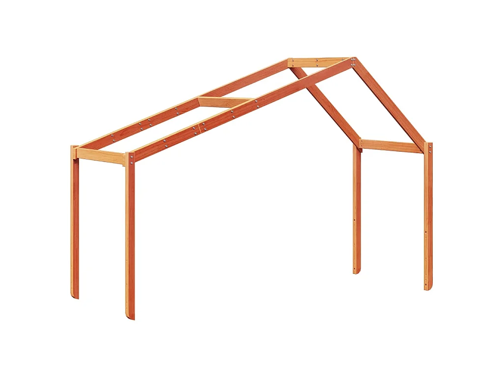 Letto a Soppalco con Tetto Cera 75x190cm Legno Massello di Pino