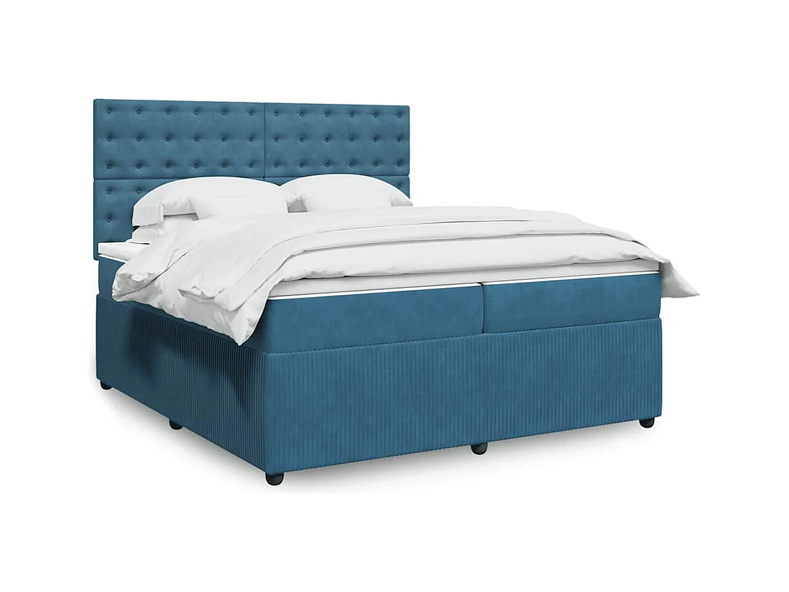 Boxspringbett mit Matratze Dunkelblau 200x200 cm Samt