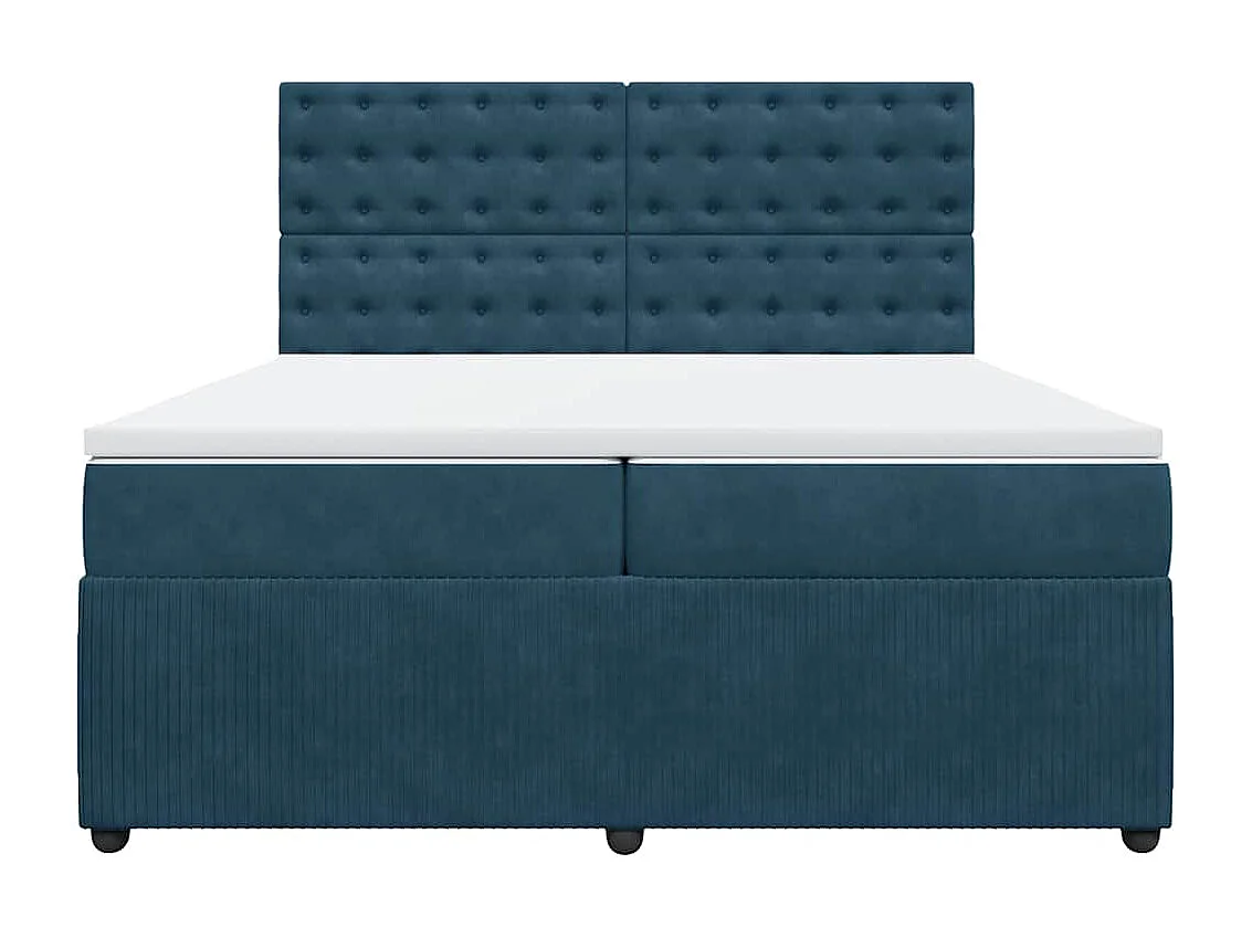 Giroletto a Molle con Materasso Blu Scuro 200x200 cm in Velluto