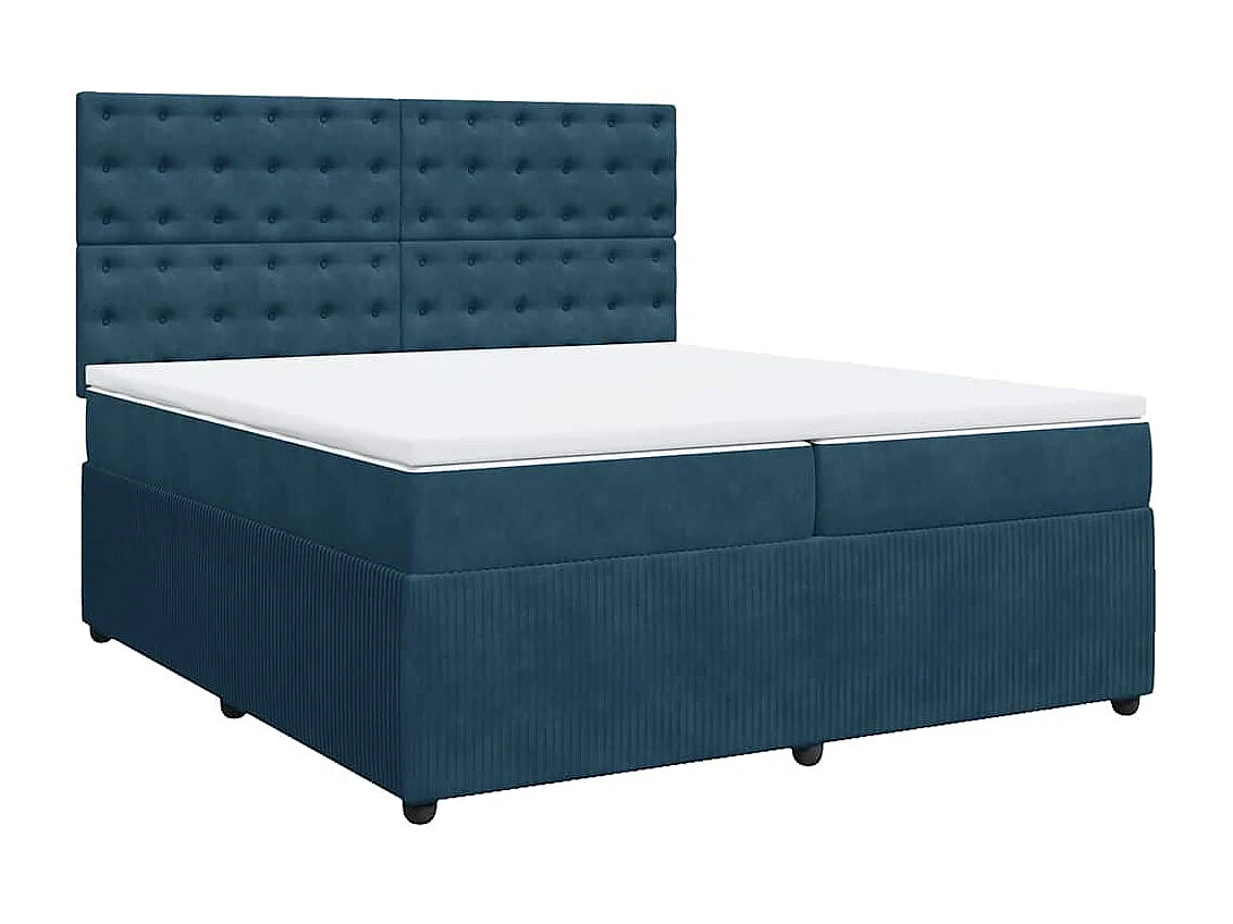 Giroletto a Molle con Materasso Blu Scuro 200x200 cm in Velluto