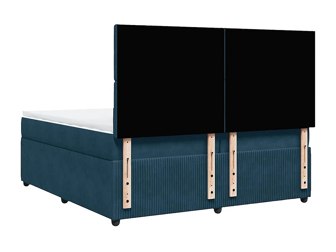 Giroletto a Molle con Materasso Blu Scuro 200x200 cm in Velluto