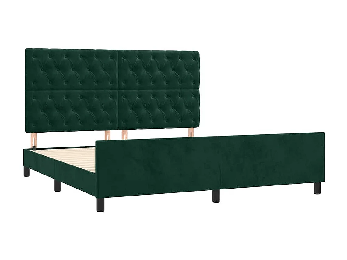 Cadre de lit sans matelas vert foncé 160x200 cm velours