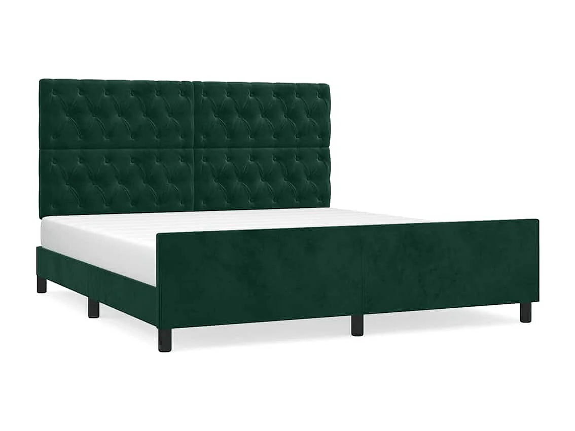 Cadre de lit sans matelas vert foncé 160x200 cm velours