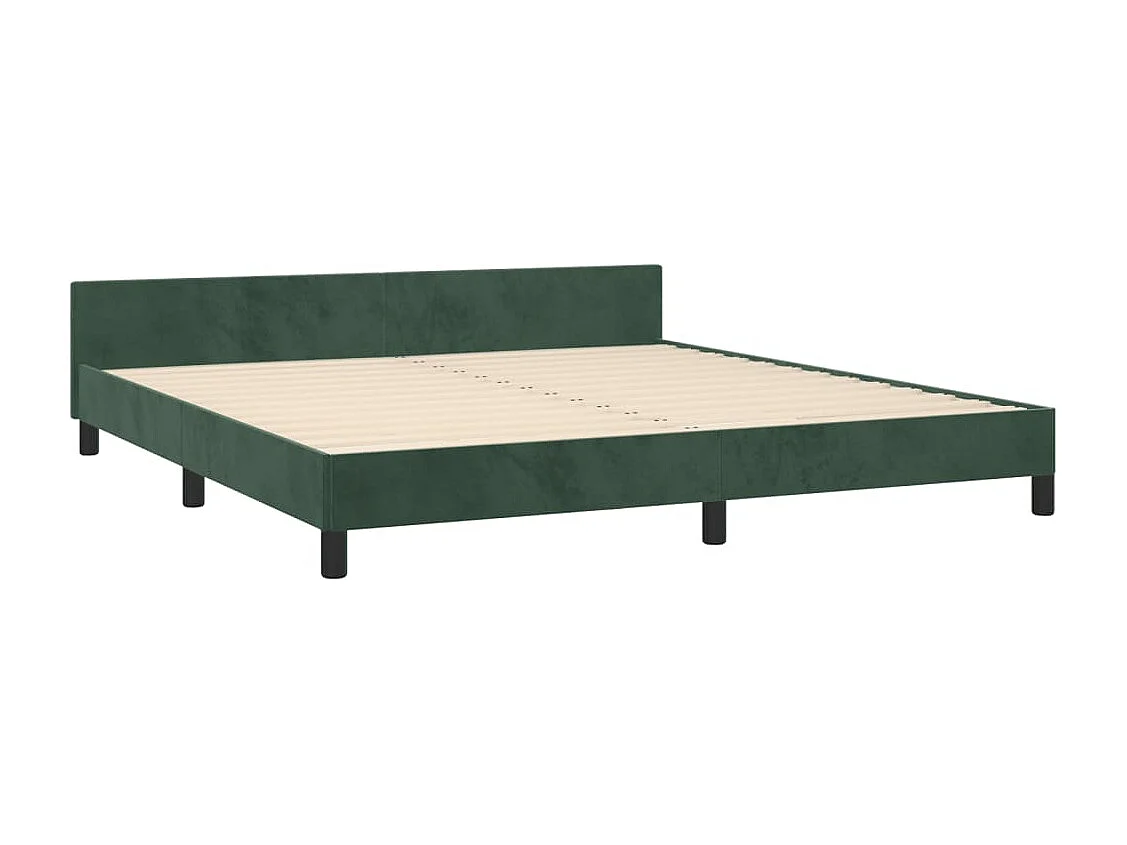 Cadre de lit sans matelas vert foncé 160x200 cm velours