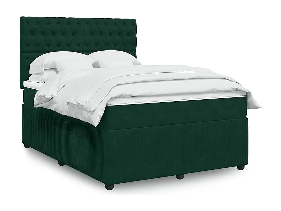 Boxspring met matras fluweel donkergroen 160x200 cm