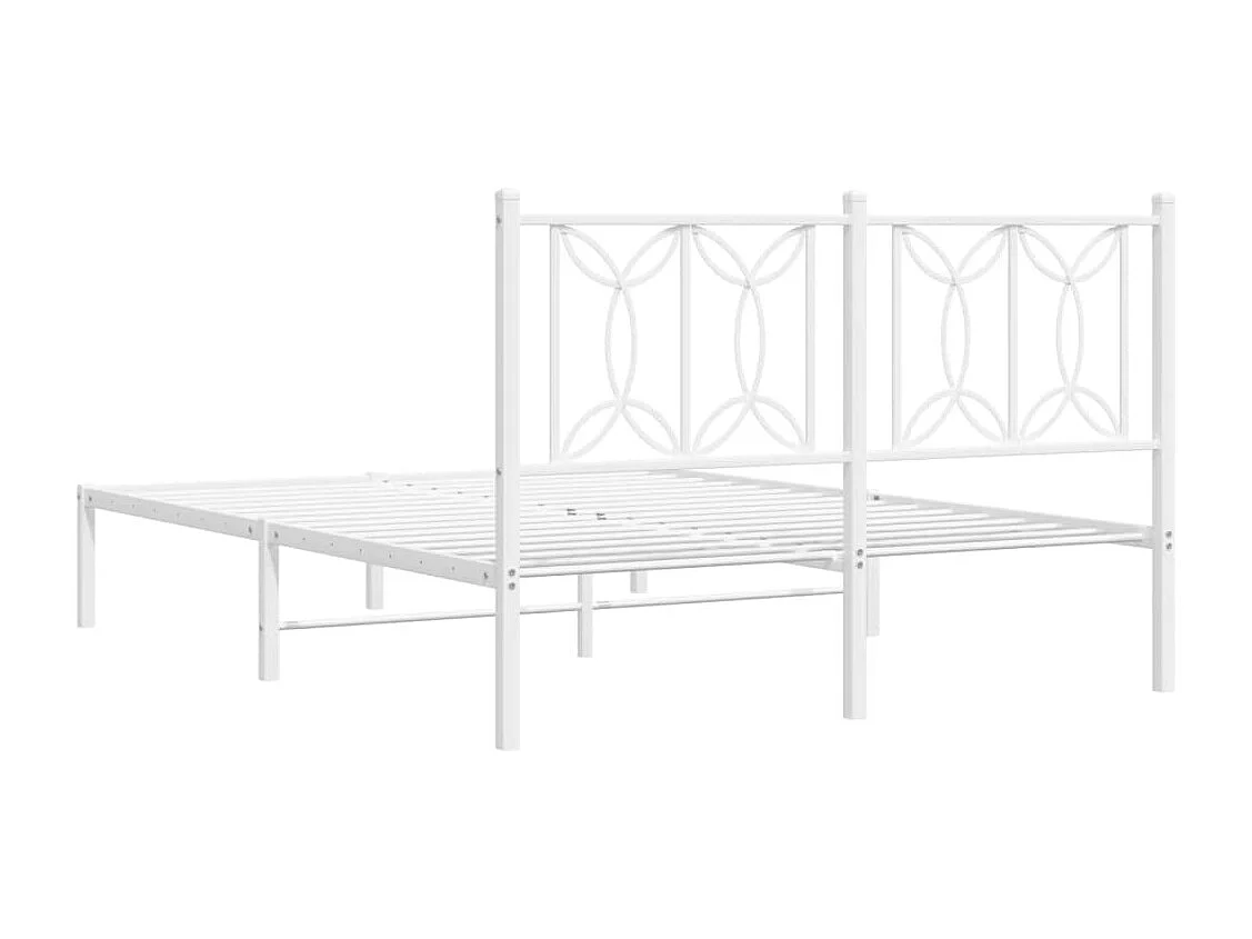 Cadre de lit métal sans matelas et tête de lit blanc 140x200 cm