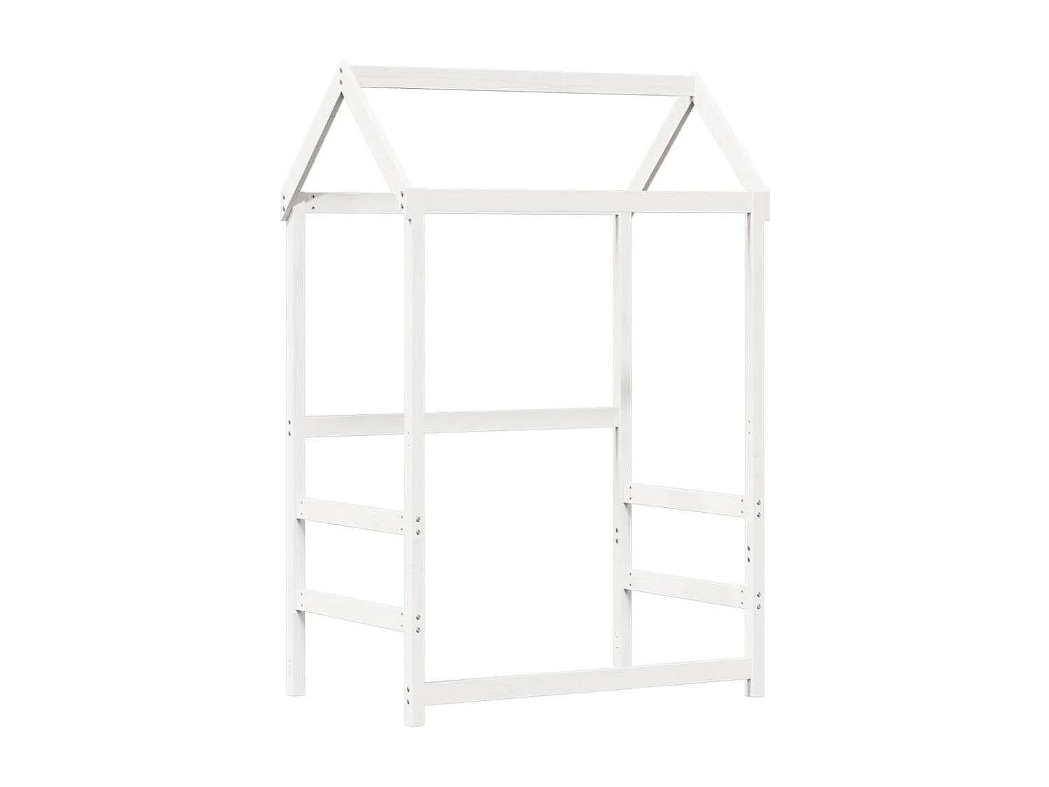 Conj. de cama e banco com telhado 80x200 cm pinho maciço branco