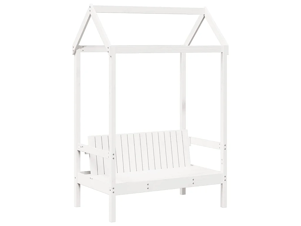 Kinderbed met huisje en bankje massief grenenhout wit 80x200 cm