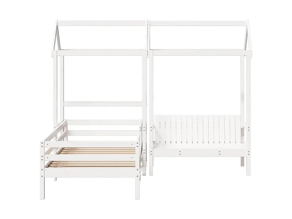 Ensemble de lit et de banc avec toit sans matelas 80x200 cm