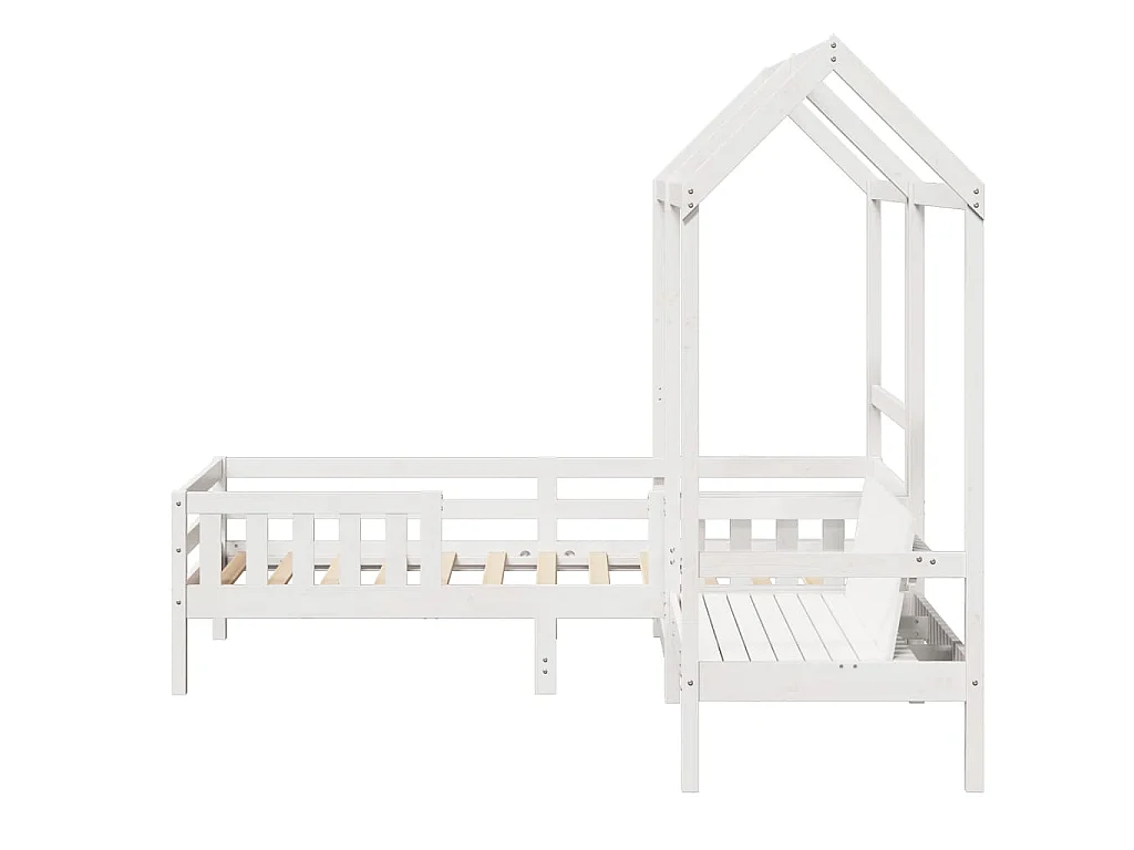 Ensemble de lit et de banc avec toit sans matelas 80x200 cm