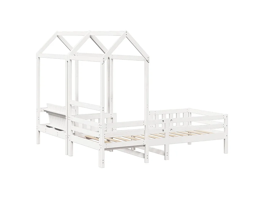 Ensemble de lit et de banc avec toit sans matelas 80x200 cm