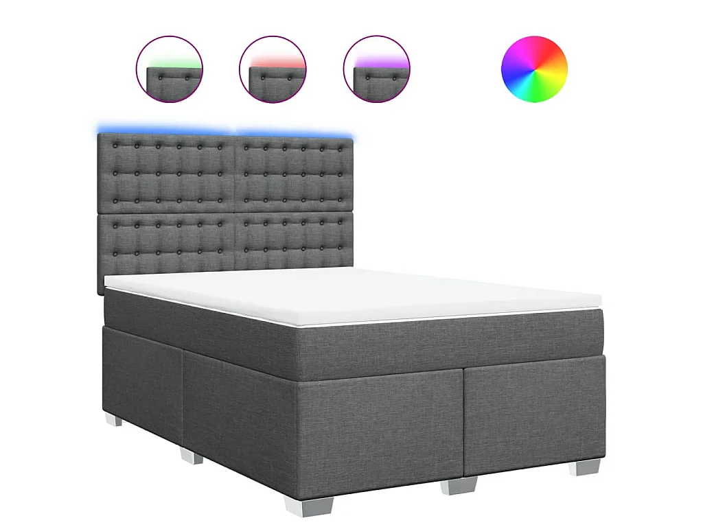 Cama box spring con colchón tela gris oscuro 160x200 cm
