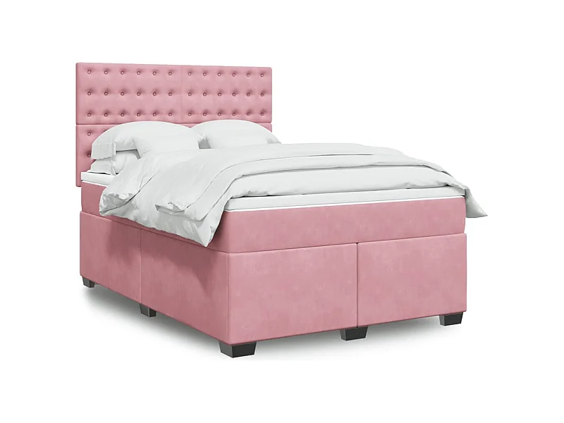 Boxspring met matras fluweel roze 160x200 cm