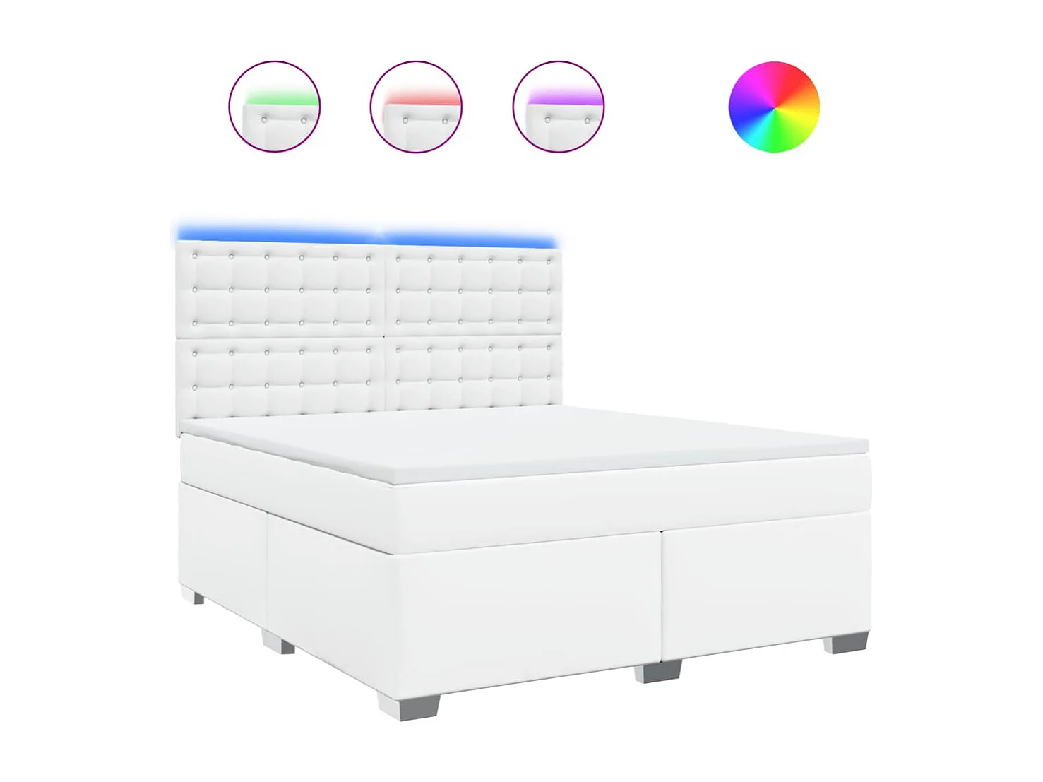 Sommier à lattes de lit avec matelas Blanc 180x200cm Similicuir