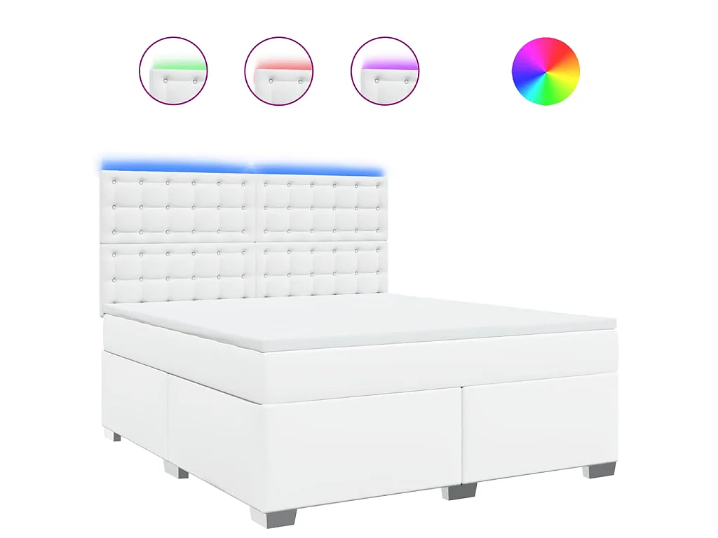 Sommier à lattes de lit avec matelas Blanc 180x200cm Similicuir