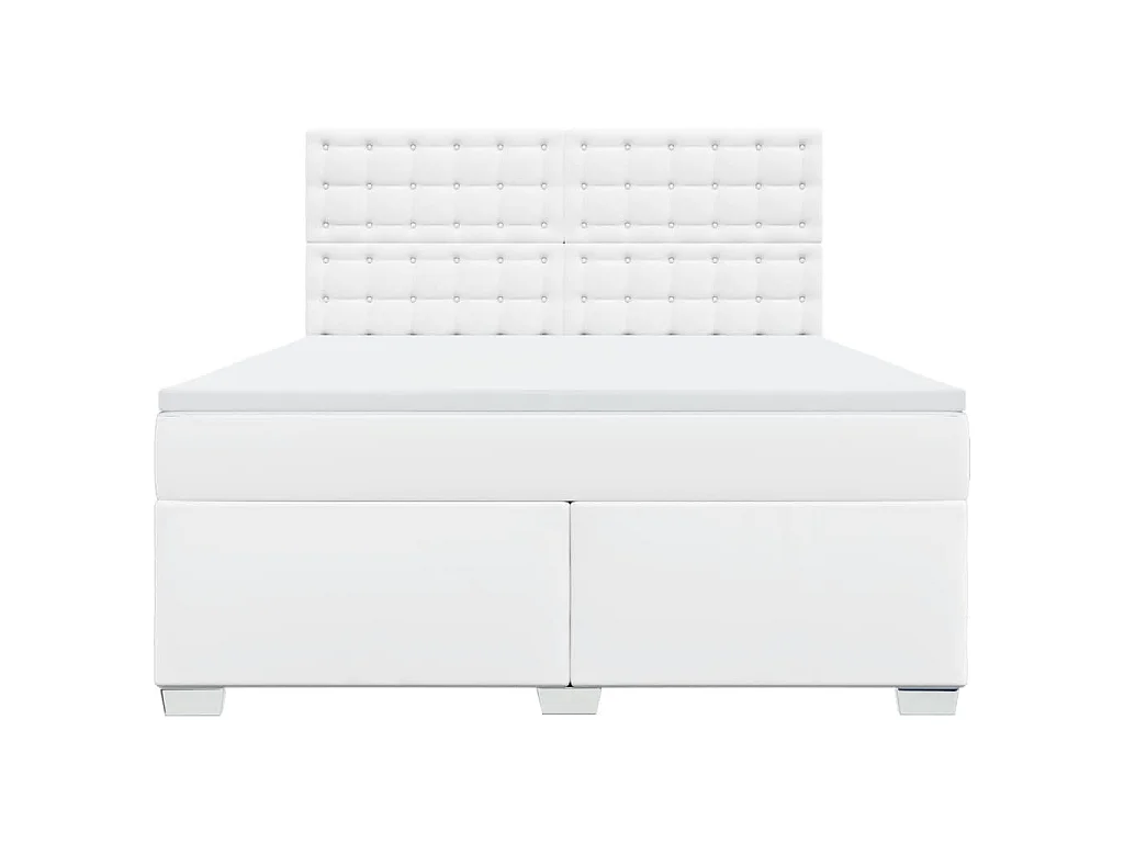 Sommier à lattes de lit avec matelas Blanc 180x200cm Similicuir