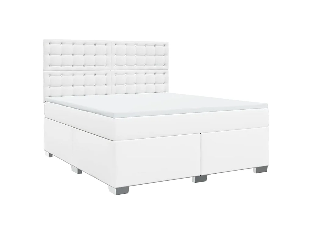 Sommier à lattes de lit avec matelas Blanc 180x200cm Similicuir