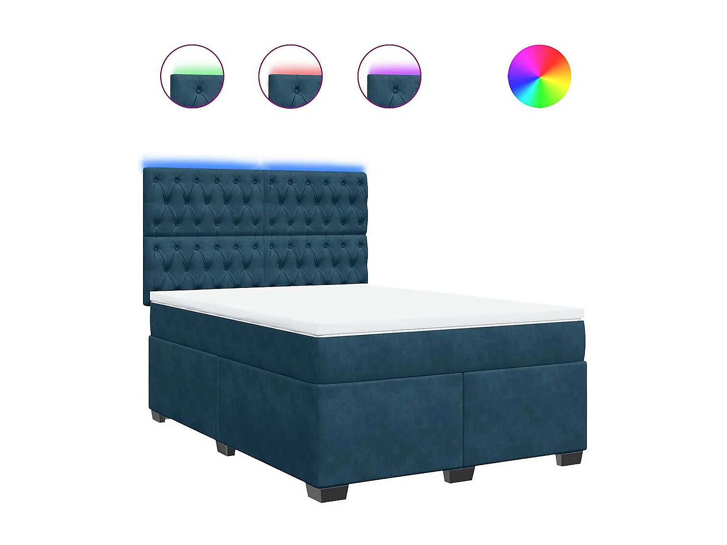 Boxspringbett mit Matratze Blau 140x190 cm Samt