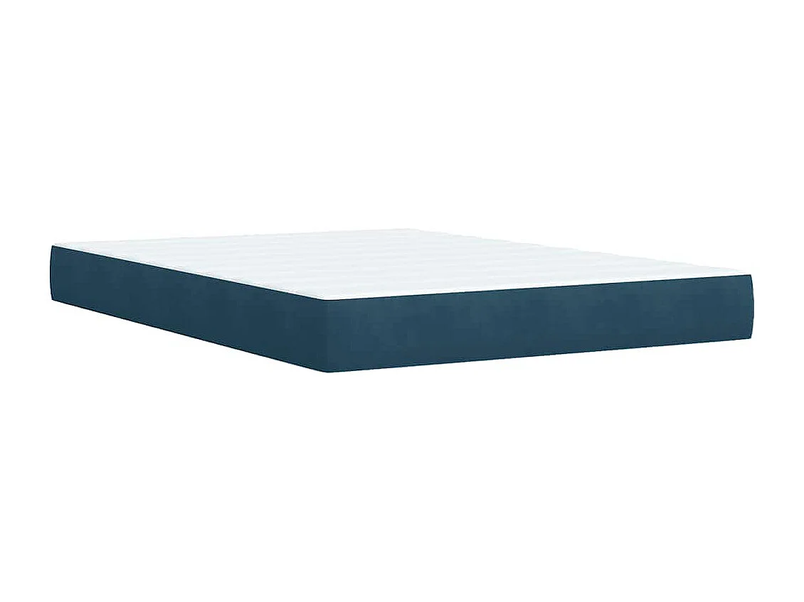 Boxspringbett mit Matratze Blau 140x190 cm Samt
