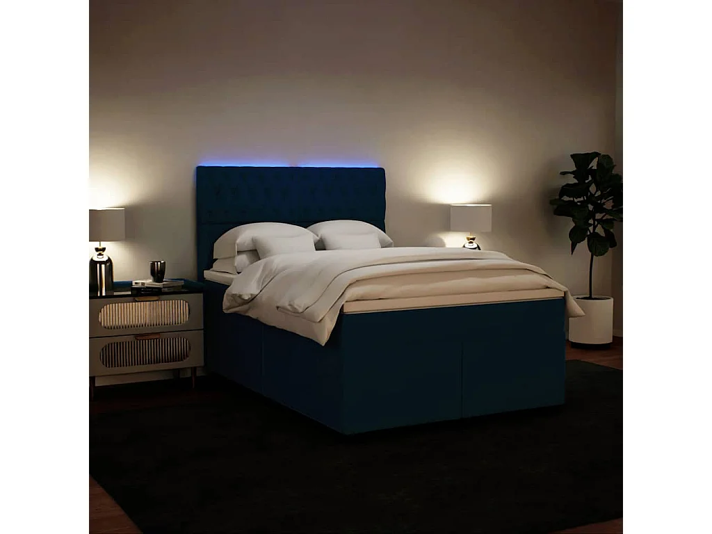 Boxspring met matras fluweel blauw 140x190 cm