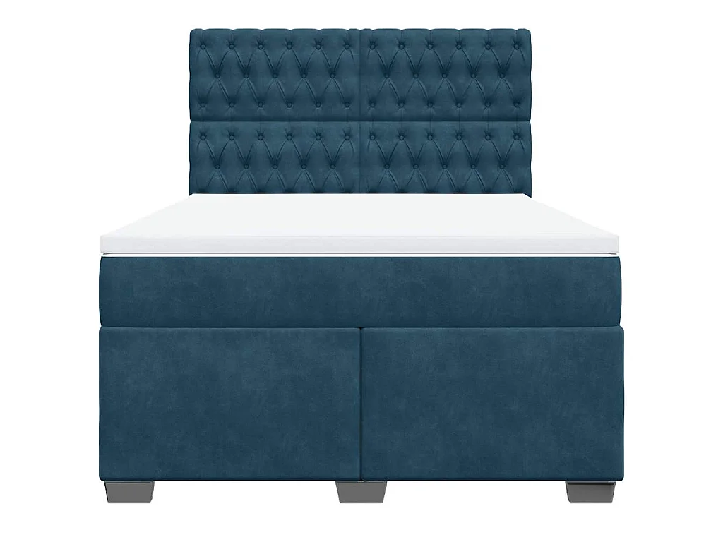 Boxspring met matras fluweel blauw 140x190 cm