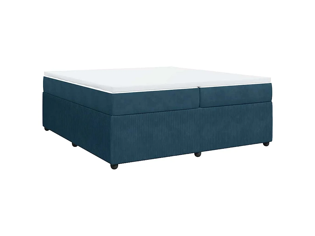 Cama box spring con colchón terciopelo azul oscuro 200x200 cm