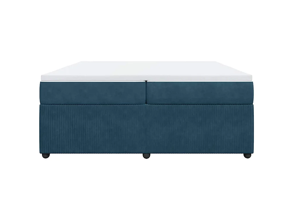 Cama box spring con colchón terciopelo azul oscuro 200x200 cm
