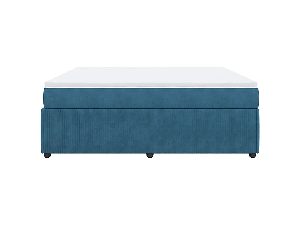 Cama box spring con colchón terciopelo azul oscuro 200x200 cm
