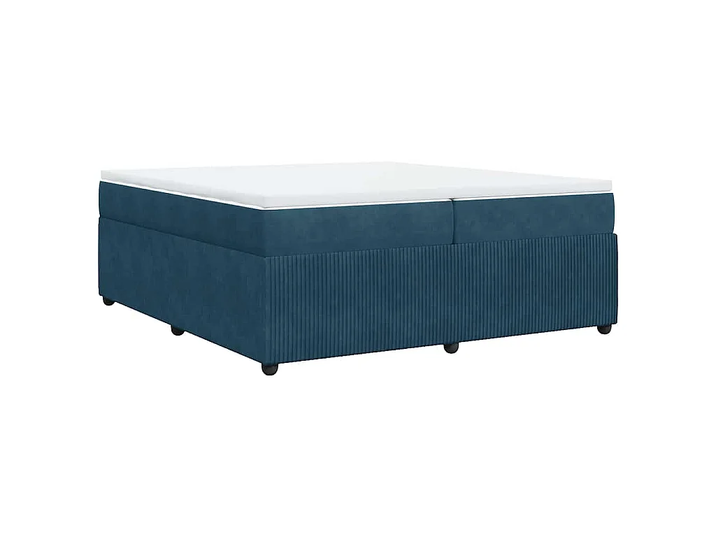 Cama box spring con colchón terciopelo azul oscuro 200x200 cm