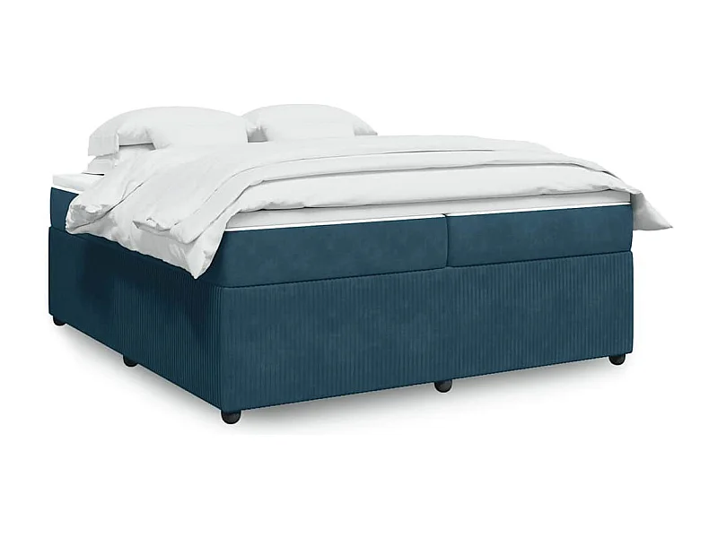 Sommier à lattes de lit et matelas Bleu foncé 200x200cm Velours