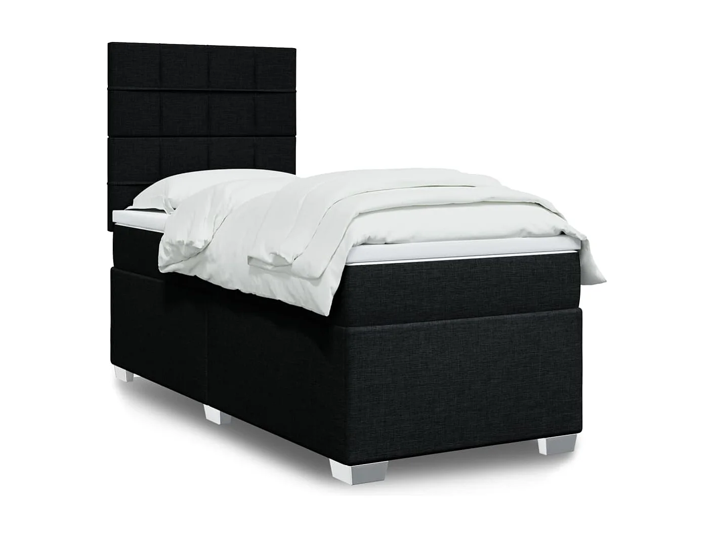 Sommier à lattes de lit avec matelas Noir 100x200 cm Tissu