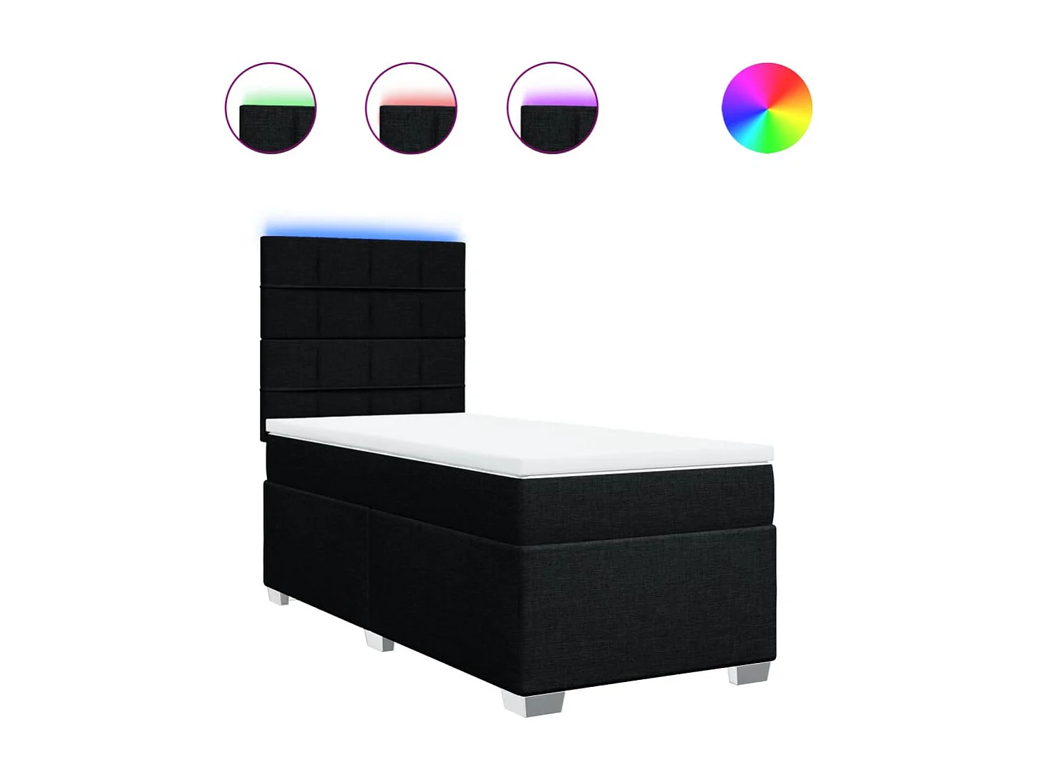 Sommier à lattes de lit avec matelas Noir 100x200 cm Tissu