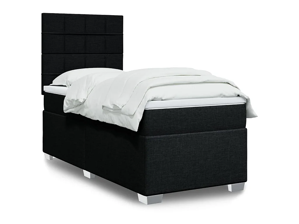Boxspring met matras stof zwart 100x200 cm