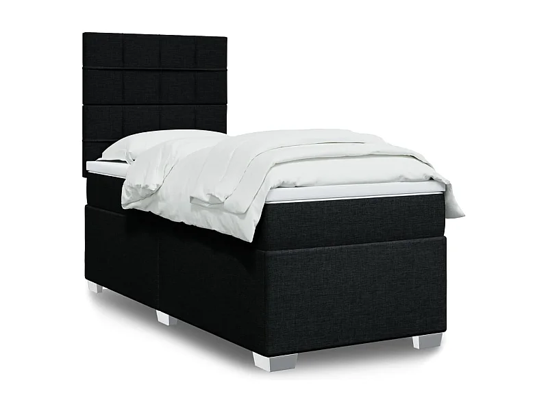 Boxspring met matras stof zwart 100x200 cm