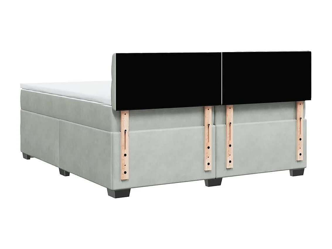 Cama box spring con colchón terciopelo gris claro 200x200 cm