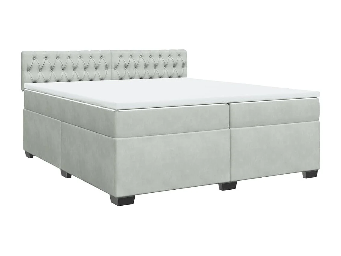Sommier à lattes de lit et matelas Gris clair 200x200cm Velours