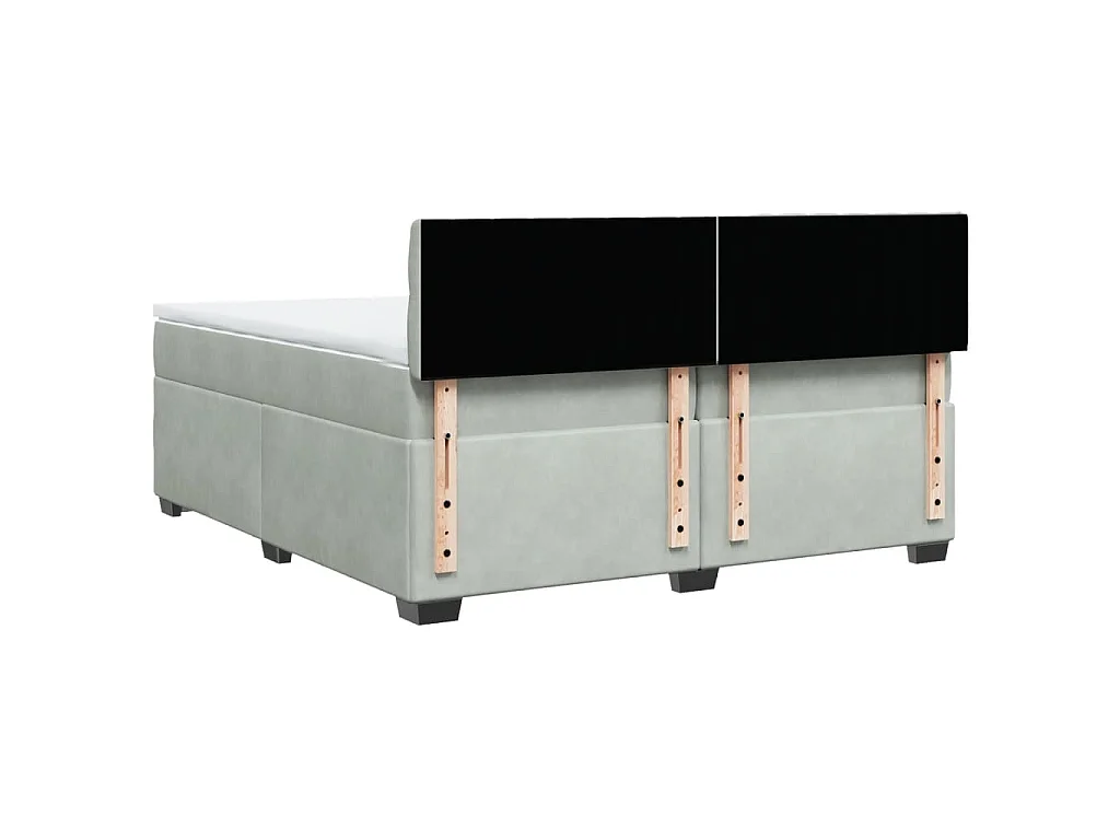 Boxspring met matras fluweel lichtgrijs 200x200 cm
