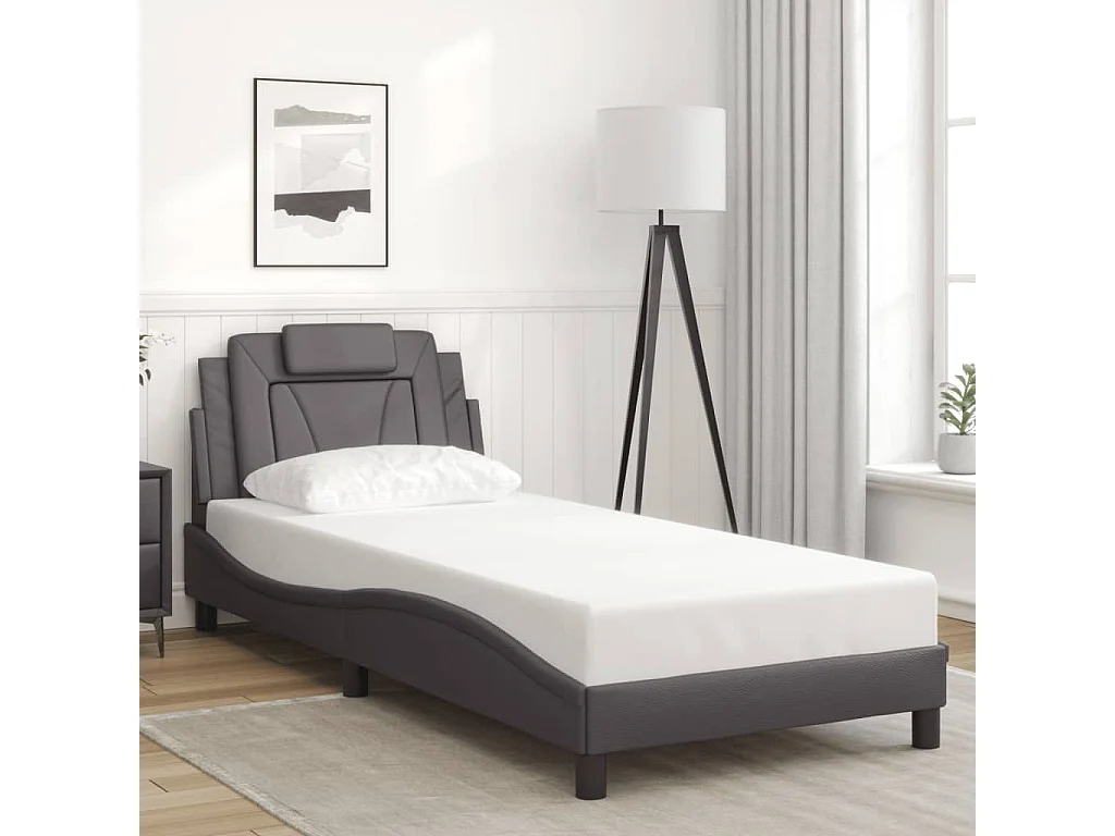 Bettgestell "Viana" mit LED ohne Matratze Grau 90x200 cm
