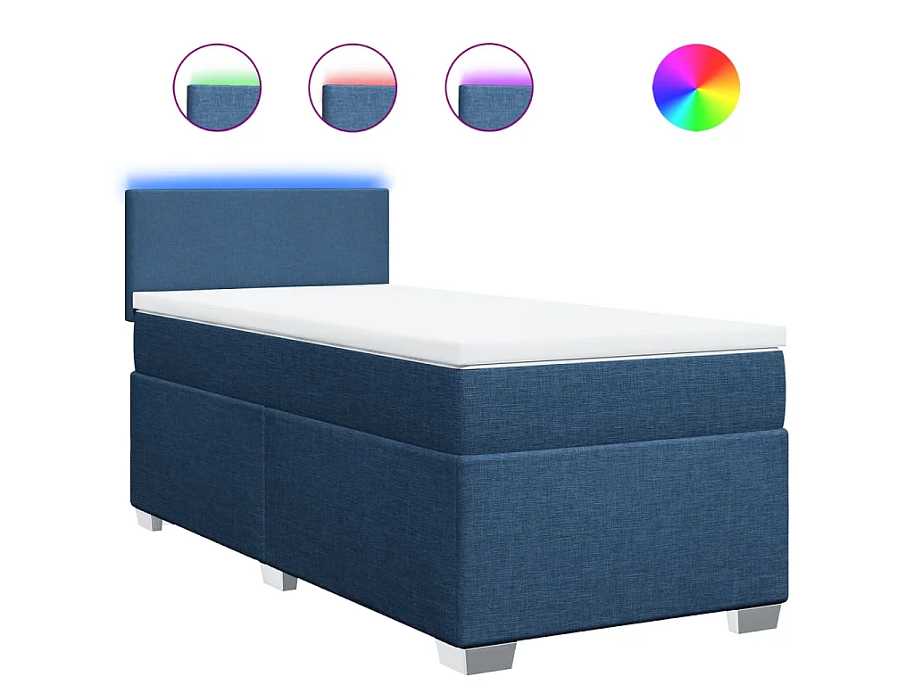 Boxspring met matras stof blauw 90x190 cm