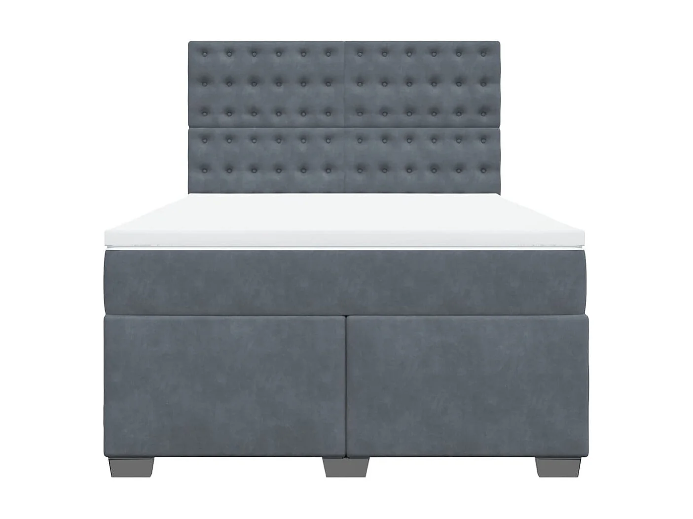 Cama box spring con colchón terciopelo gris oscuro 140x190 cm