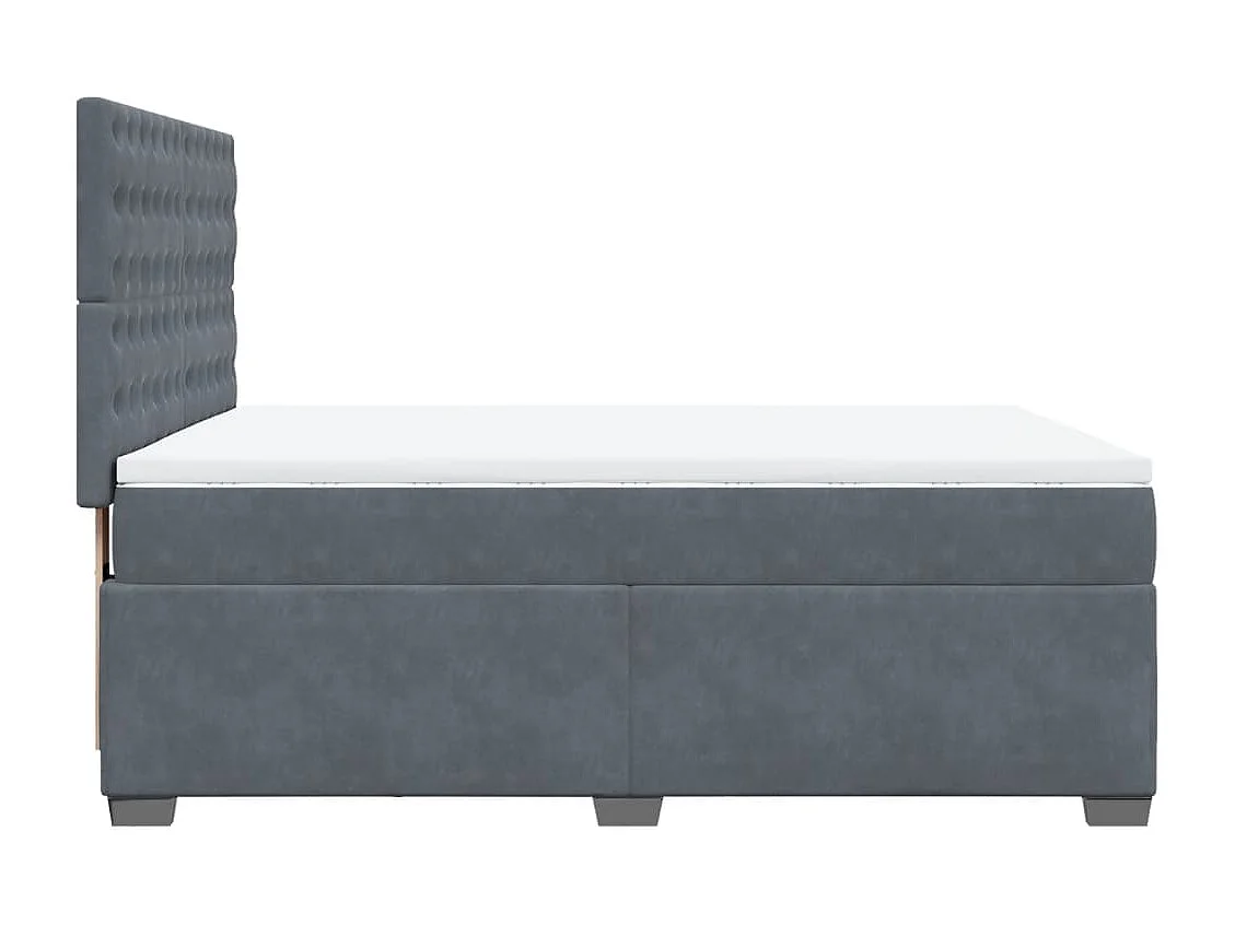 Cama box spring con colchón terciopelo gris oscuro 140x190 cm